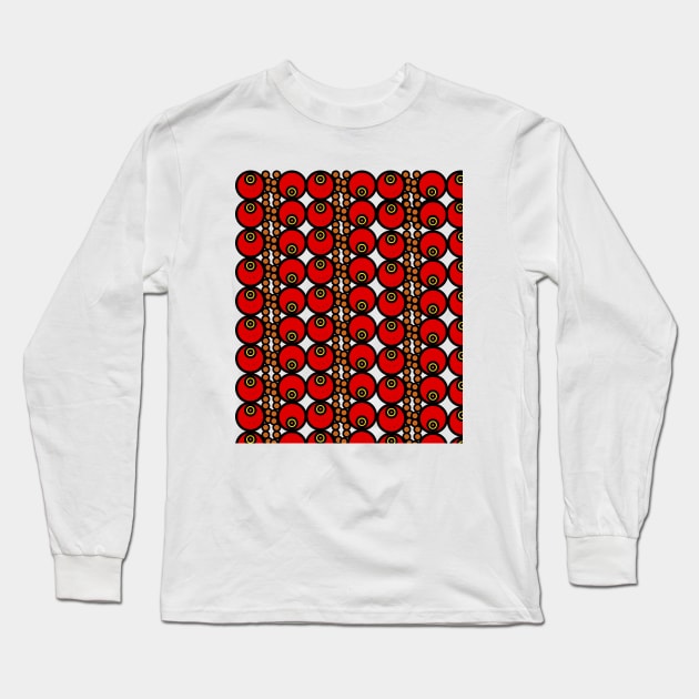 Circular geometric pattern with red and orange circles Long Sleeve T-Shirt by Ezzkouch